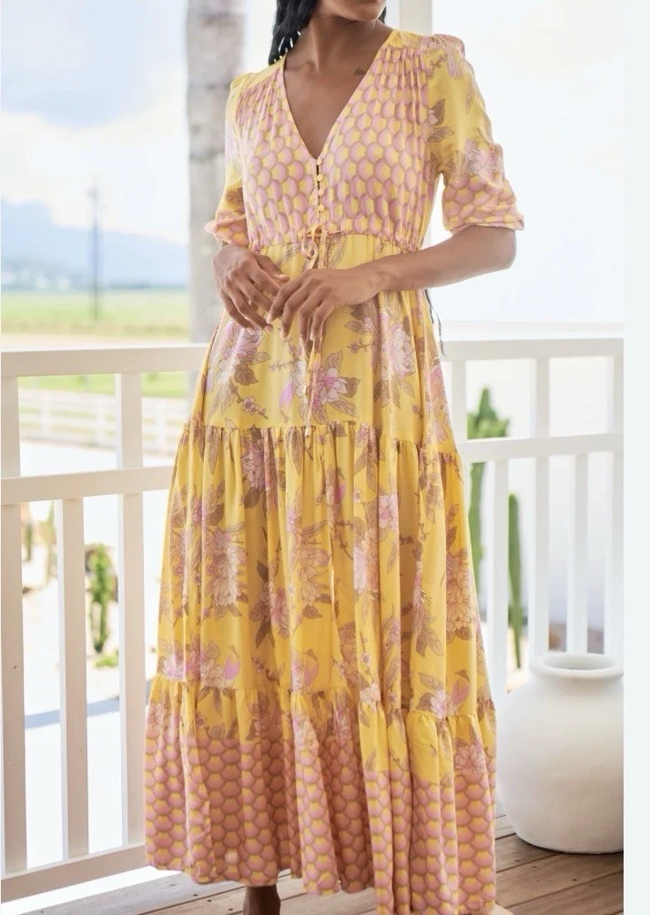knee length dresses for ladies Jaase Heidi Midi Desert Wildflowers Print – Jungle Surf Shop