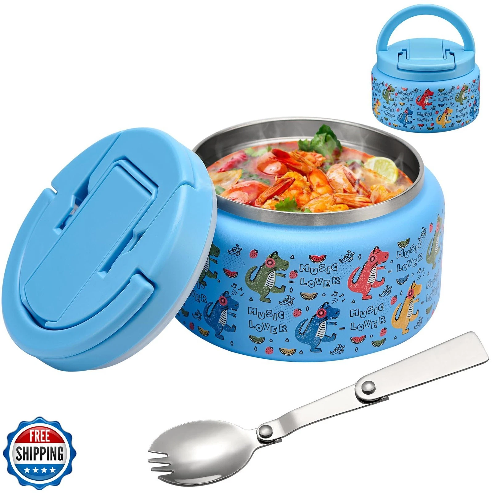 13.5oz Soup Thermo for Hot Food Kids Insulated Vacuum Food Jar with Buckle Li