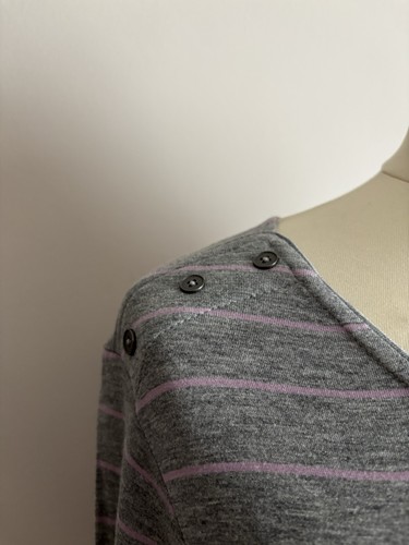 M&S Classic Size 22 Purple Grey Mix Striped Jersey Top - Picture 3 of 6