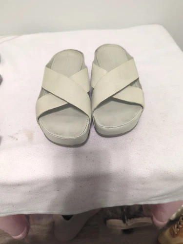 Ecco Shoes sandali donna taglia 9 5 EU 40 touch plateau bianco pelle pennino