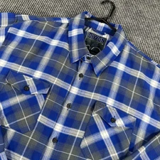 Dixxon Flannel Shirt Damen Ave. Mens 4XL Blue Plaid Long Sleeve Button Down