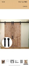 8ft Black Carbon Steel Sliding Barn Door Hardware Track Kit For Double Doors