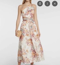 ZIMMERMAN PATTIE ASYMMETRIC OPEN BACK DRESS WHITE SIZE 3