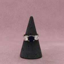 sterling silver round-cut blue clear cz ring size 5.75