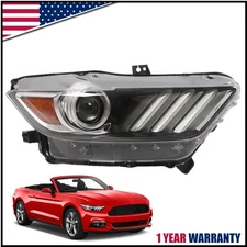 Right Passenger Side For 2015-2017 Ford Mustang W/LED DRL Headlight Assembly