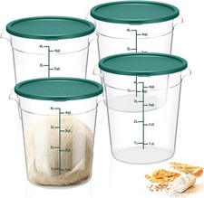 4 Pcs 4 Qt Food Storage Container Bucket W/ Lids Clear Proofing Containers Dough