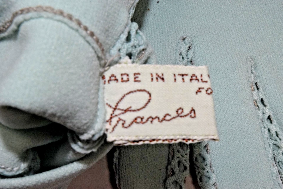 Guantes Vintage Frances Hirsch Años 50 Verde Menta Lujo Algodón Malla Borde Hecho en Italia Foto 4 de 4