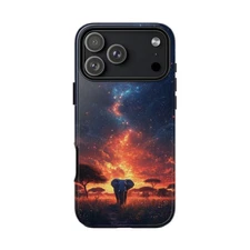 Phone Ink Case for iPhone / Galaxy / Pixel – Elephant African Savanna Sunset