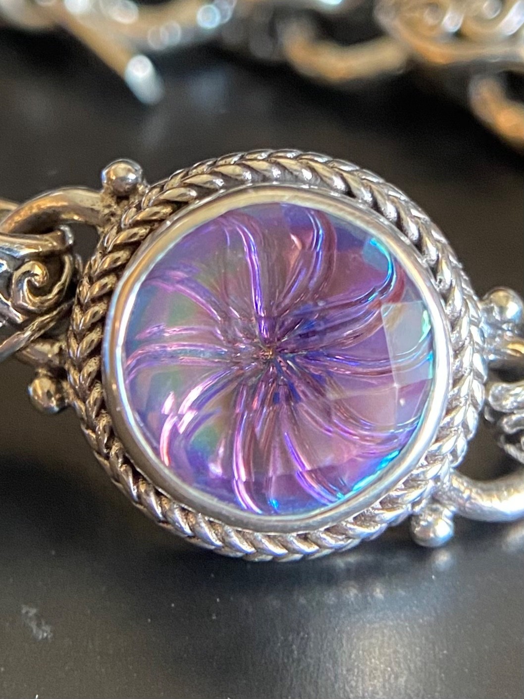 Sarda,Bali Handcrafted,Top Quality Sterling & Quartz Link Bracelet-Lobster Close