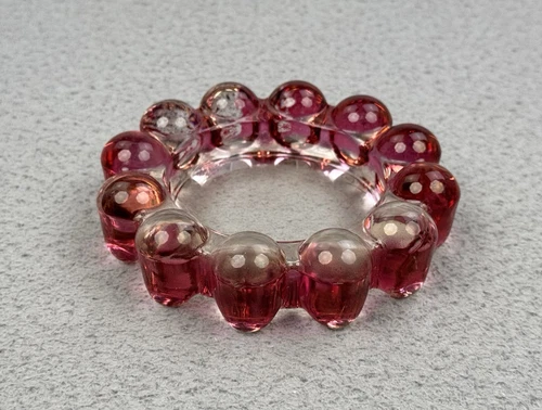 Vintage Boopie Bubble Glass Ashtray Trinket Dish Nova Pattern Pink Cranberry