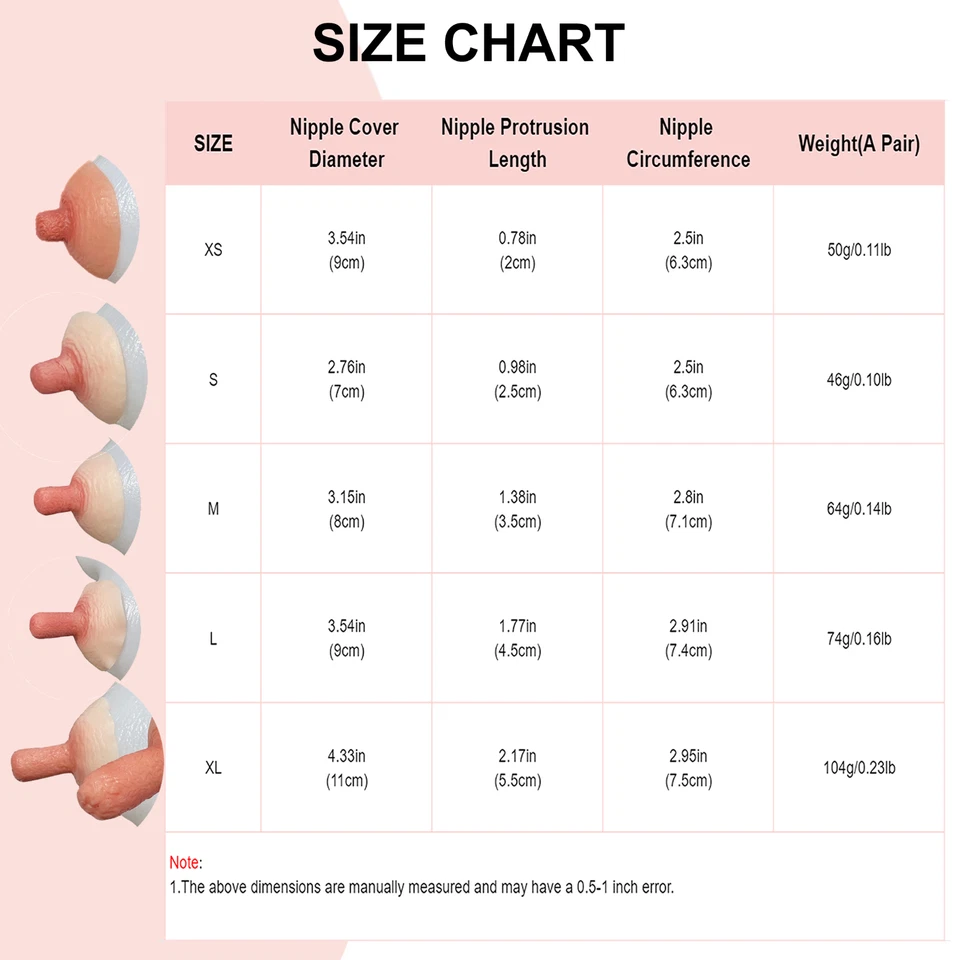 Adhesivo de Silicona para Pezón BIMEI Extra Largo para Forma de Pecho Drag Queen Transgénero Foto 2 de 3