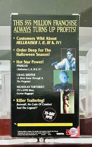 Hellraiser Inferno VHS DEMO TAPE Promo SCREENER Clive Barker Horror Pinhead - Picture 2 of 3