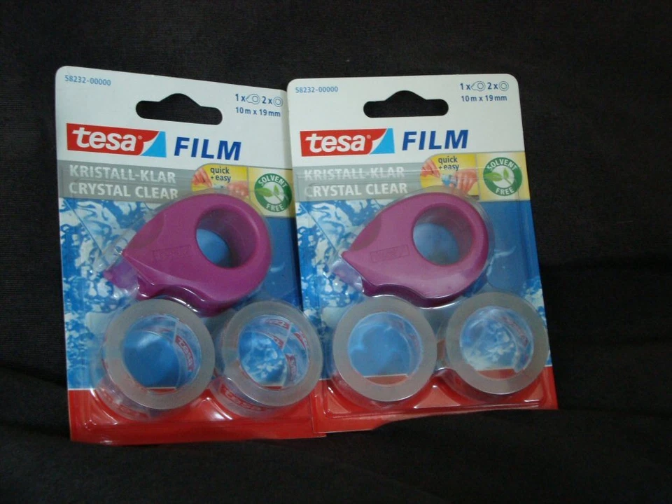 2 Pack Tesa Film Kristall Klar Mini Abroller Nr.58232 2x10mx19mm (1m=0,22€) WS