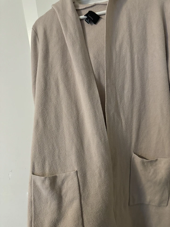 Abrigo LUMIERE Con Capucha Beige Suave Suéter Chaqueta M Mediano Foto 4 de 4