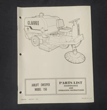 Vtg Clarke Airlift Sweeper Model 150 Floor Cleaner Repair Part List Manual 1970s