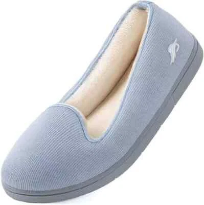 WISHCOTTON Women's Slippers Light Blue Size 8 Memory Foam Non Slip Sole
