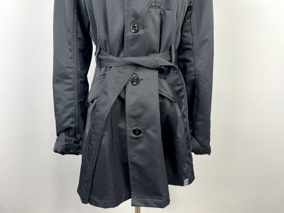 Trinchera para mujer G-Star negro crudo cuello en V botones cinturón opter talla M Foto 3 de 4