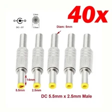 40x 5.5mm x 2.1mm DC Power Jack Plug Socket Male Adapter Connector Metal Handle