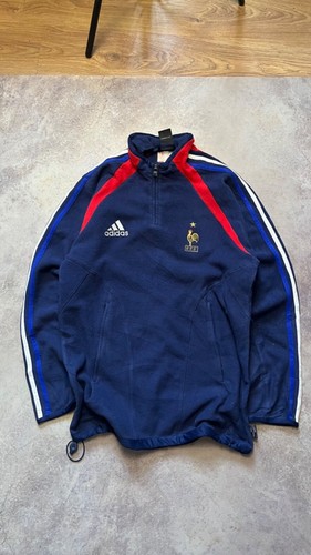 00's Vintage Adidas France Logo Soccer Football Fleece Track Jacket Mens Size L