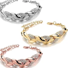 Jeweled Leaf Bracelet Jewelry Vintage Look Sparkling Love