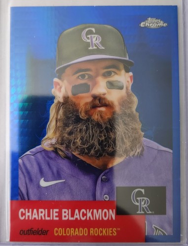 2022 Topps Chrome Platinum Anniversary Charlie Blackmon Blue Prism Rockies #191 - Foto 8 di 8