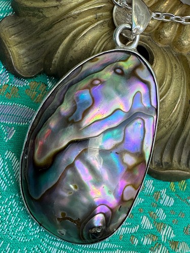 Charles Albert Iridescent Abalone & Sterling Silver Handcrafted Pendant Necklace - Picture 7 of 19