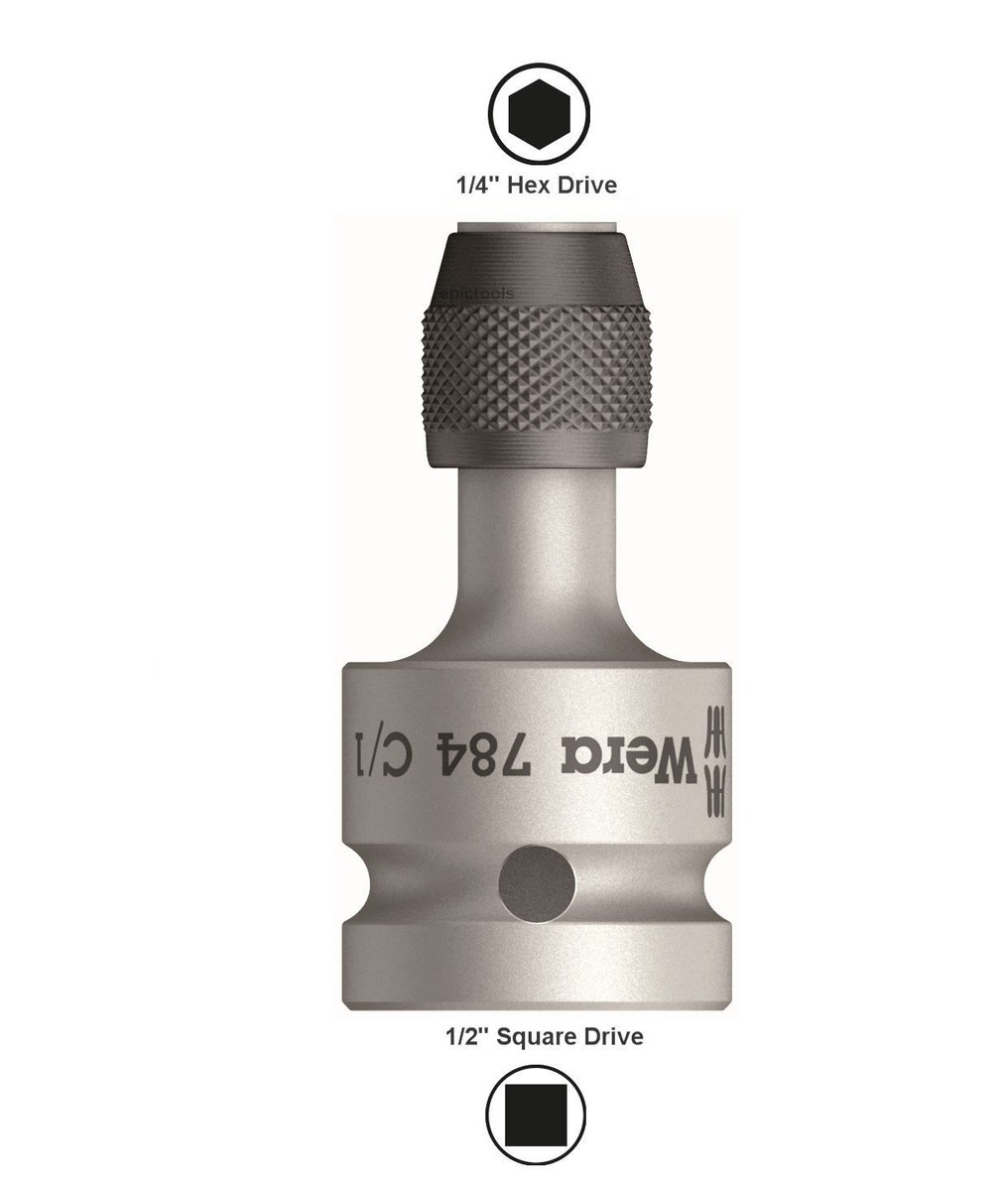 Wera 05042760001 784 C 1/2" Adaptor With Quick-release Chuck