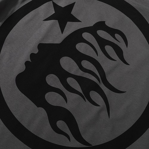 Herren Hellstar Oversized Streetwear Grau Flammen Grafik Hip Hop T-Shirt - Bild 13 von 20