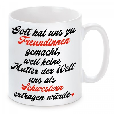 Herzbotschaft  Tasse ''Gott hat uns zu Freundinnen gemacht'' Personalisierbar