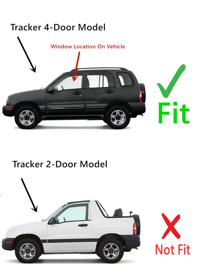 Fit 1999-2005 Chevrolet Tracker 4-Door Driver Side Left Front Door Window Glass - Image 2 of 4