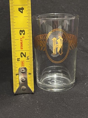 8 Vtg MCM Monogram Juice Glasses/ Mad Men Gold Letter H Laurel Design - Picture 4 of 5