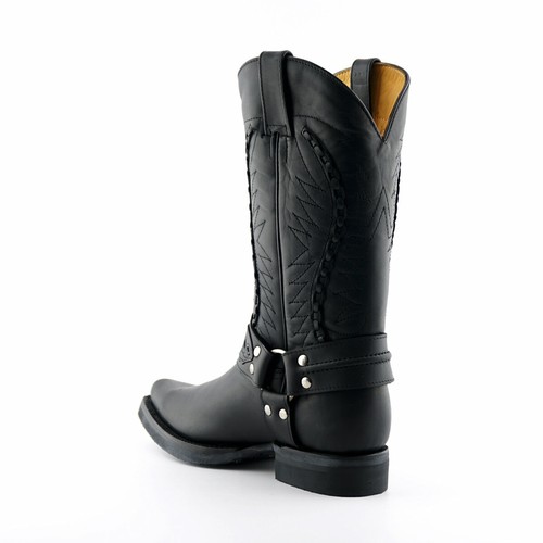 Grinders Galveston Black Mens Cowboy Shoe Western Slip On Pointed Leather Boots - Picture 6 of 7