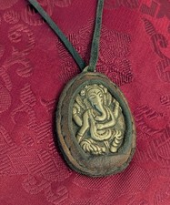 Massiver tibet. alter Ganesha Anhänger AMULETT aus NEPAL in Yak-Leder