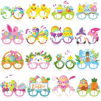 32 Pcs Easter Party Decorations Paper Glasses Bunny Photo Booth Props Supplie...