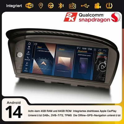 8,8" Android 14 DAB+ Autoradio BMW 5er E60 E61 E63 E64 E90 E91 E92 E93 CCC Navi - Bild 1 von 4