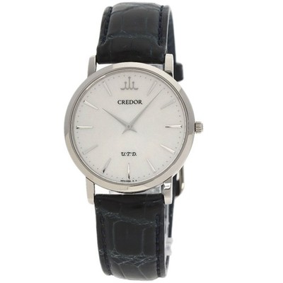 SEIKO CREDOR Signo UTD Watches GBAQ977 6870-00B0 K18 White Gold/Leather mens