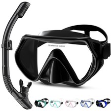 Snorkeling Gear for Adults, Dry Snorkel Set 180 Panoramic Wide View Anti-Fog...