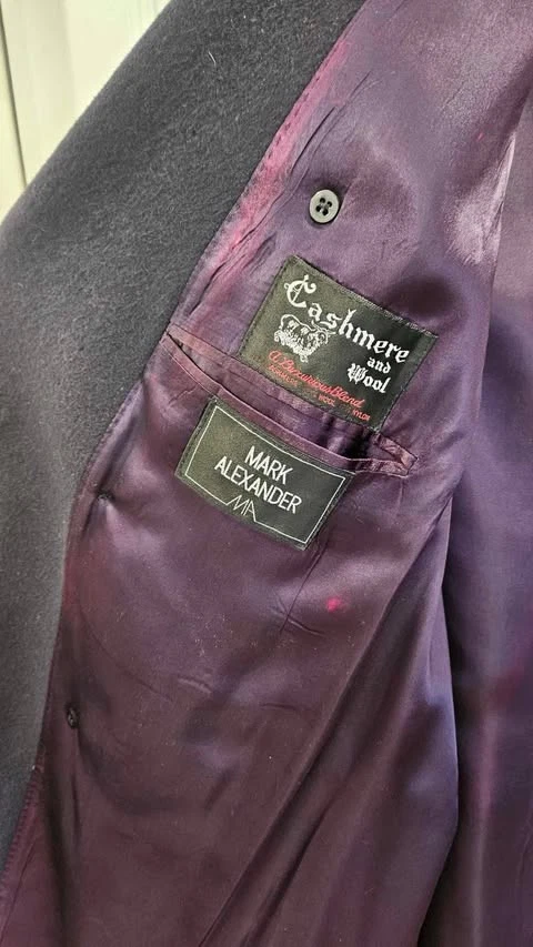 Abrigo Mark Alexander Cachemira/Lana 44 L Negro Doble Pecho Sobre Abrigo Foto 4 de 4