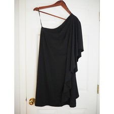 Allen Schwartz Prive Black One Shoulder Ruffle Cocktail Dress Womens M