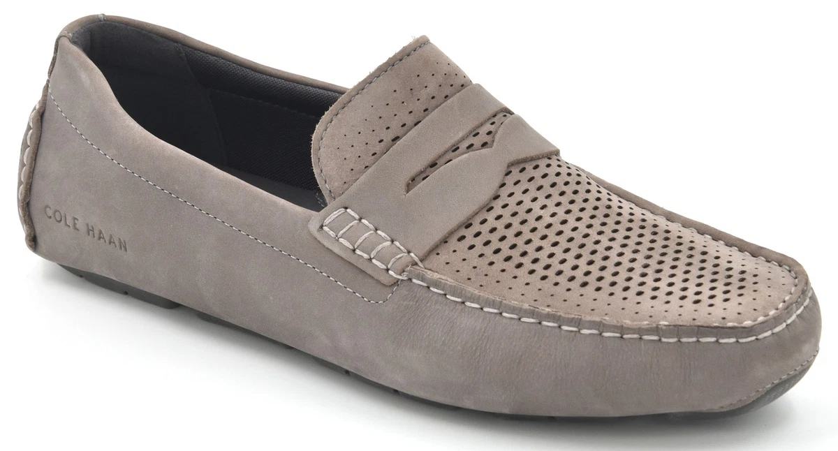 Cole Haan Grand O’s Men’s Driving Mocs Size 13 M Gray Leather Going Out Party DAVIES-GRAND-DRV-  main image 4