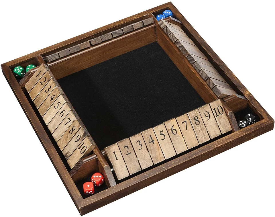 WE Games 4 Player Shut The Box(TM) Dice Game with Lid, Natural Wood, Large - Image 3 of 4