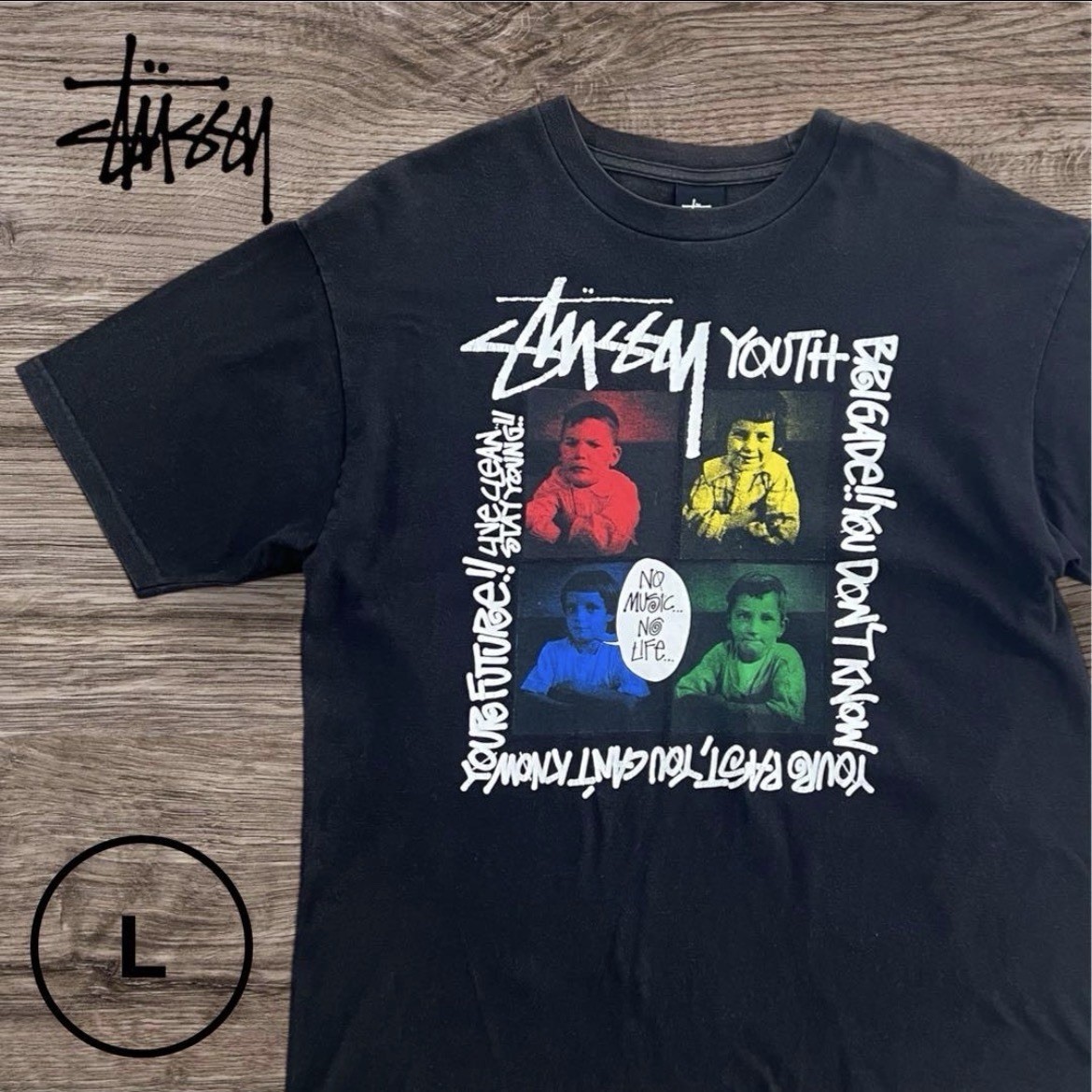 STÜSSY × TOWER RECORDS 2010 黒 L タワレコ コラボ Stussy x Tower Records Youth Brigade T-Shirt L Black 2011 No Music