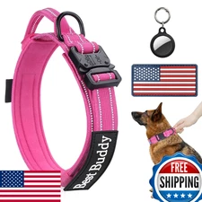 AUBELL Reflective Tactical Dog Collar Military K9 Adjustable w/Handle & Airtag C