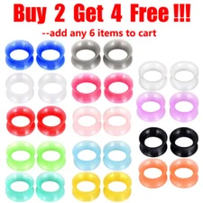 1 Pair Thin Silicone Glitter Ear Flesh Tunnels Gauges Plug Ear Piercing Expander