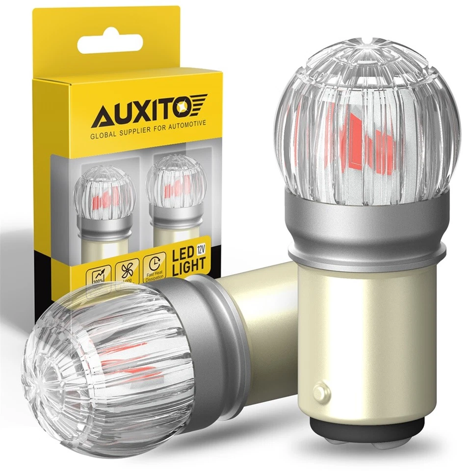 2Pcs AUXITO Red 1157 Light Bulbs Brake Tail Stop Turn Signal Reverse Lamp 2800LM - Imagem 2 de 4