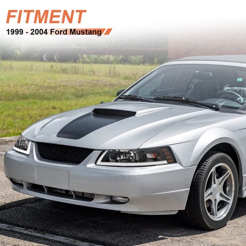 [LED Bar] Black Housing Headlights For 1999-2004 Ford Mustang 00 01 02 03 LH RH - Picture 8 of 12