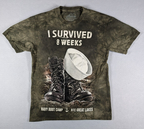 I Survived 8 Weeks Shirt Mens Small Brown Navy Boot Camp Graphic The Mountain - Picture 1 of 8