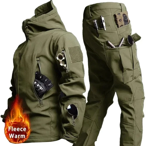 Nuovo set impermeabile per uomo giacca invernale con cappuccio + pantaloni set 2 pezzi - Foto 28 di 42