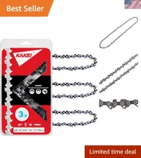 Ultimate 12 Inch Low Kickback Chainsaw Chain - 3 Safe & Sharp Chains Included