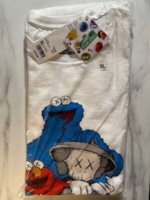 Kaws Uniqlo Sesame Street Trash Can Elmo Cookie Monster T-Shirt still in package